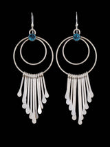 Navajo Sterling Silver Turquoise Waterfall Dangle Earrings - PuebloDirect.com