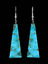 Santo Domingo Turquoise Slab Sterling Silver Dangle Earrings - PuebloDirect.com