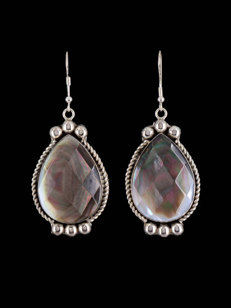 Navajo Sterling Silver Abalone Dangle Earrings - PuebloDirect.com