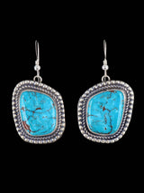 Navajo Sterling Silver Turquoise Dangle Earrings - PuebloDirect.com
