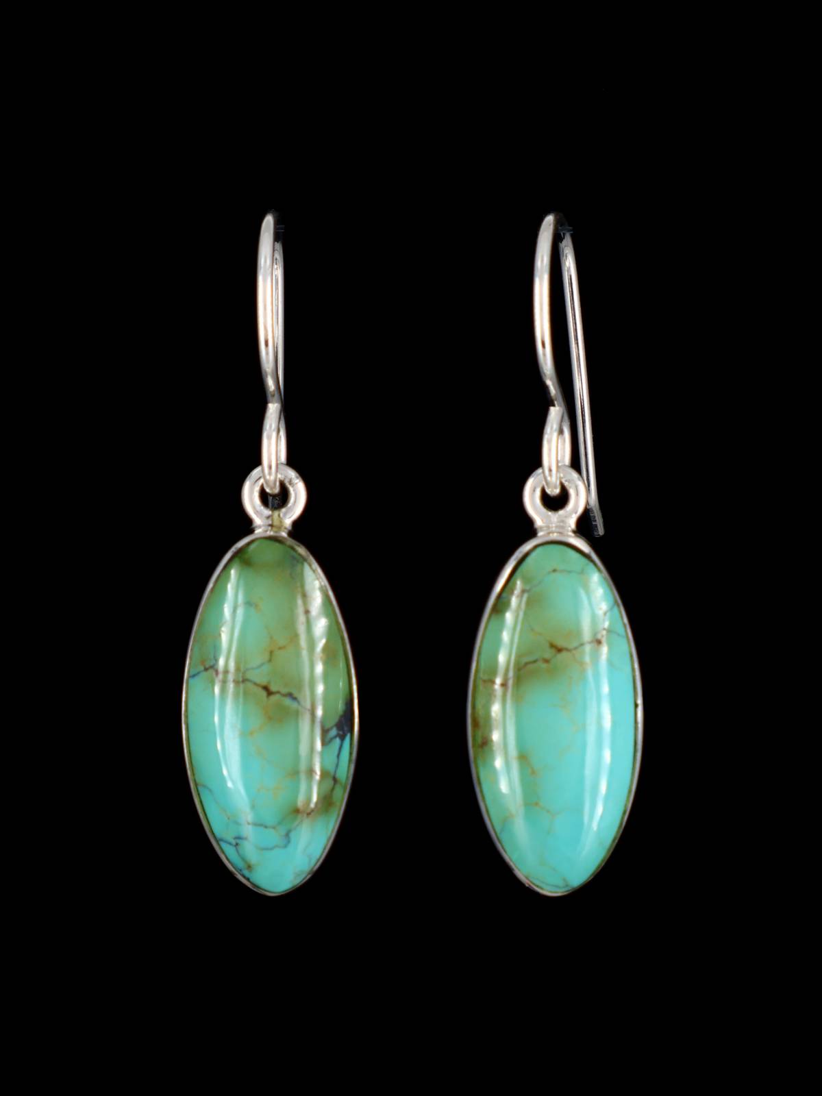 Navajo Sterling Silver Turquoise Dangle Earrings - PuebloDirect.com