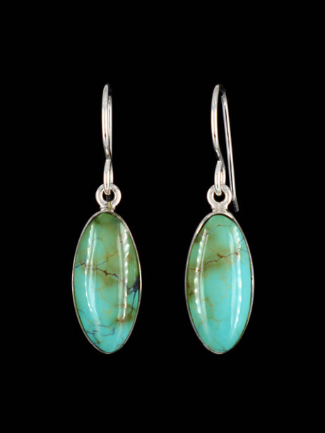 Navajo Sterling Silver Turquoise Dangle Earrings - PuebloDirect.com