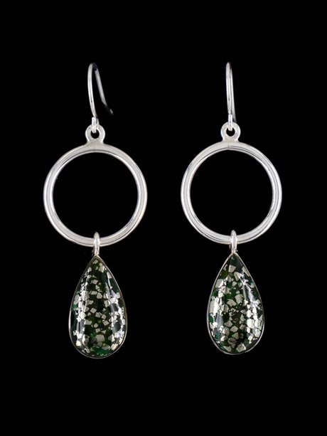 Navajo Sterling Silver Turquoise Dangle Earrings - PuebloDirect.com