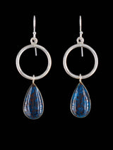 Navajo Sterling Silver Turquoise Dangle Earrings - PuebloDirect.com