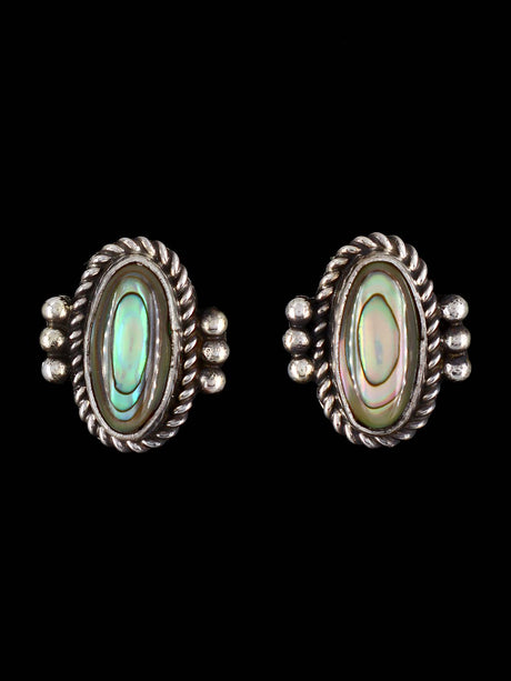 Navajo Sterling Silver Abalone Post Earrings - PuebloDirect.com