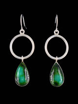 Navajo Sterling Silver Turquoise Dangle Earrings - PuebloDirect.com