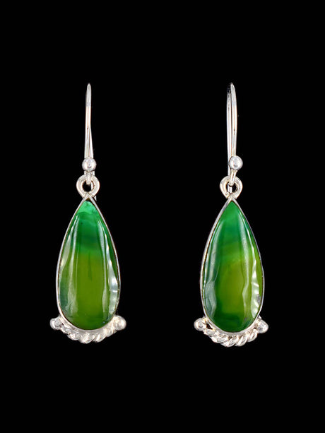 Navajo Sterling Silver Sonoran Turquoise Dangle Earrings - PuebloDirect.com