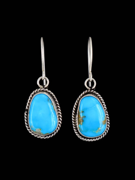 Navajo Turquoise Sterling Silver Dangle Earrings - PuebloDirect.com