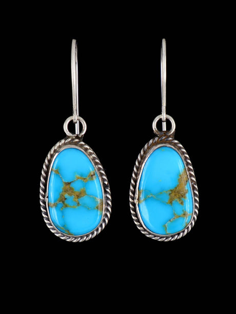 Navajo Turquoise Sterling Silver Dangle Earrings - PuebloDirect.com