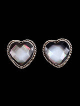 Native American Faceted Abalone Post Heart Earrings - PuebloDirect.com