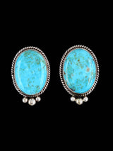 Native American Jewelry Sterling Silver Turquoise Post Earrings - PuebloDirect.com