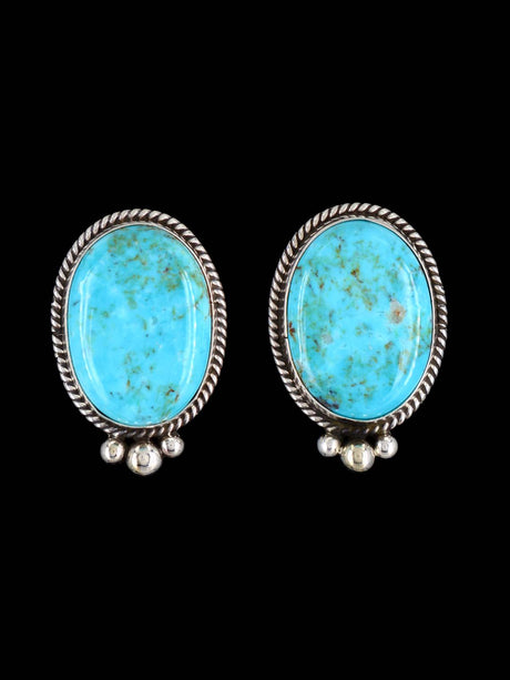 Native American Jewelry Sterling Silver Turquoise Post Earrings - PuebloDirect.com