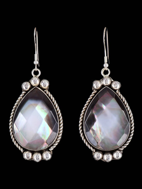 Navajo Sterling Silver Abalone Dangle Earrings - PuebloDirect.com