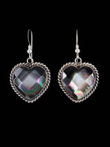Native American Faceted Abalone Dangle Heart Earrings - PuebloDirect.com