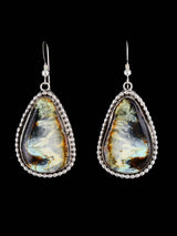 Navajo Sterling Silver Variscite Dangle Earrings - PuebloDirect.com