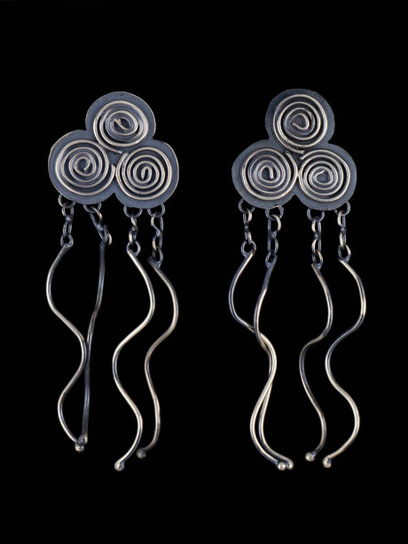 Native American Sterling Silver Rain Cloud Post Earrings - PuebloDirect.com