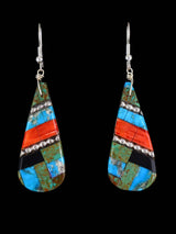 Santo Domingo Inlay Mosaic Dangle Earrings - PuebloDirect.com