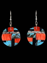 Santo Domingo Inlay Mosaic Dangle Earrings - PuebloDirect.com