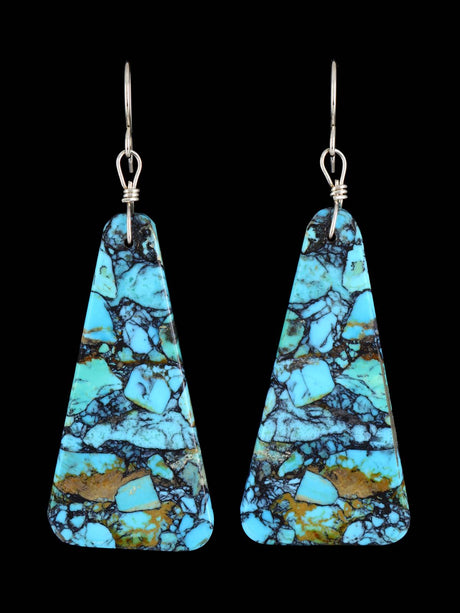 Turquoise Slab Santo Domingo Dangle Earrings - PuebloDirect.com