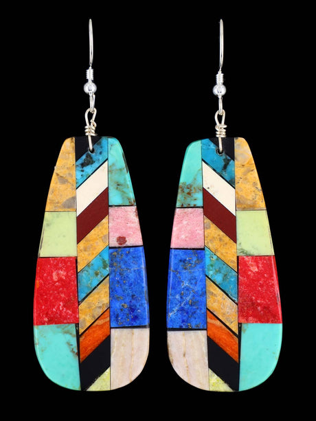Mosaic Multistone Santo Domingo Inlay Earrings - PuebloDirect.com