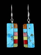 Santo Domingo Inlay Mosaic Dangle Earrings - PuebloDirect.com