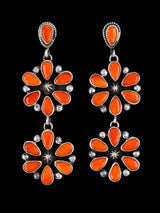 Native American Spiny Oyster Navajo Dangle Post Earrings - PuebloDirect.com