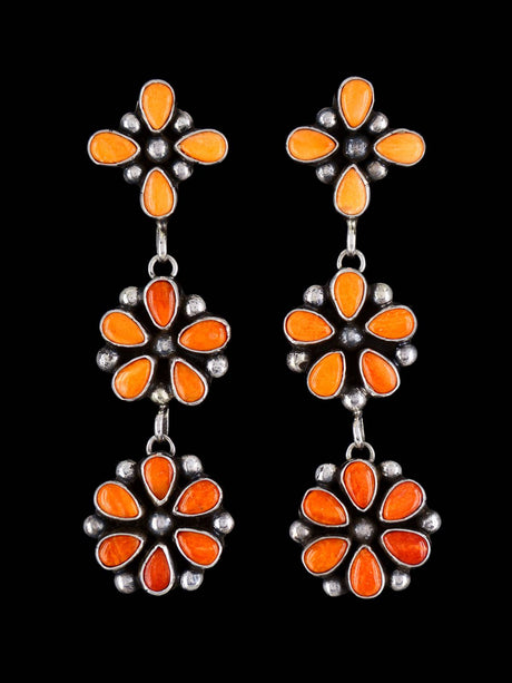 Native American Spiny Oyster Navajo Dangle Post Earrings - PuebloDirect.com