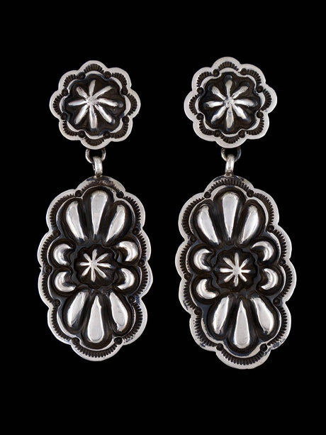 Native American Jewelry Stamped Sterling Post Earrings - PuebloDirect.com