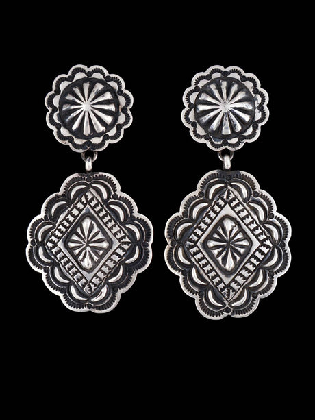 Native American Jewelry Stamped Sterling Post Earrings - PuebloDirect.com
