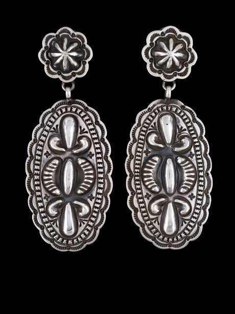 Native American Jewelry Stamped Sterling Post Earrings - PuebloDirect.com
