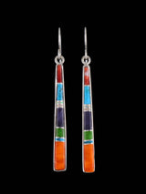 Navajo Multistone Sterling Silver Inlay Post Earrings - PuebloDirect.com