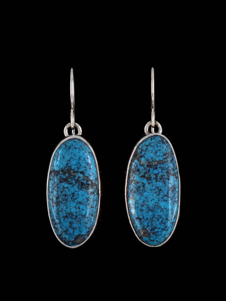 Navajo Cloud Mountain Turquoise Sterling Silver Dangle Earrings - PuebloDirect.com
