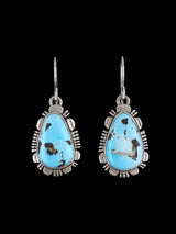 Navajo Golden Hill Turquoise Sterling Silver Dangle Earrings - PuebloDirect.com