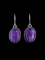 Navajo Purple Charoite Sterling Silver Dangle Earrings - PuebloDirect.com