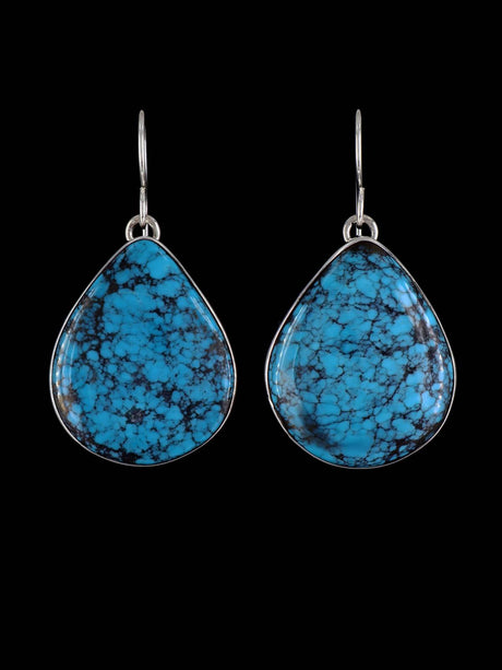 Navajo Cloud Mountain Turquoise Sterling Silver Dangle Earrings - PuebloDirect.com