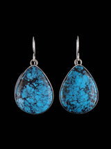 Navajo Cloud Mountain Turquoise Sterling Silver Dangle Earrings - PuebloDirect.com