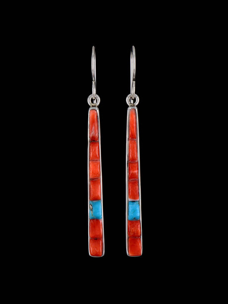 Multistone Sterling Silver Cobblestone Inlay Earrings - PuebloDirect.com