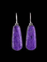 Navajo Purple Charoite Sterling Silver Dangle Earrings - PuebloDirect.com