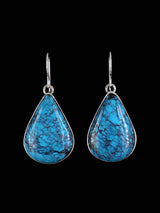 Navajo Cloud Mountain Turquoise Sterling Silver Dangle Earrings - PuebloDirect.com