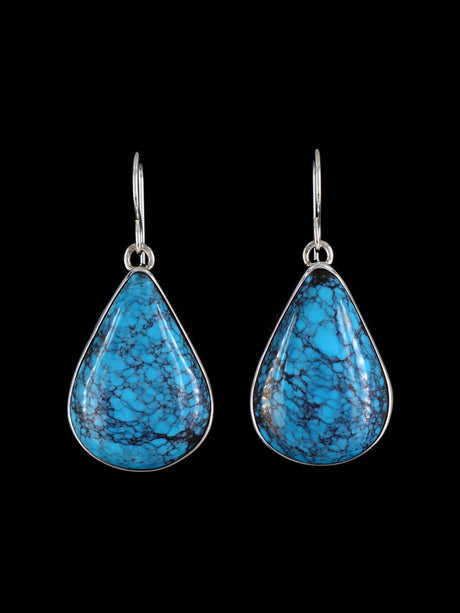 Navajo Cloud Mountain Turquoise Sterling Silver Dangle Earrings - PuebloDirect.com
