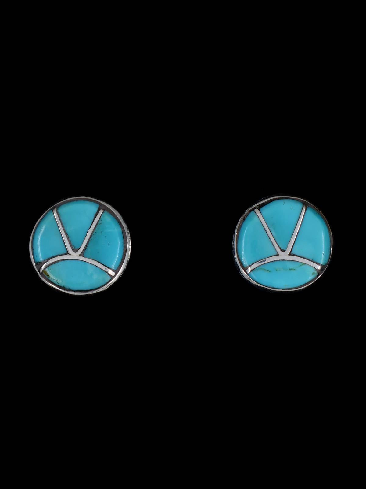 Zuni Sterling Silver Turquoise Post Fish Scale Earrings