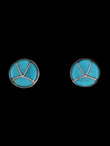 Zuni Sterling Silver Turquoise Post Fish Scale Earrings