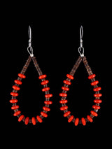 Coral Beaded Santo Domingo Dangle Earrings - PuebloDirect.com