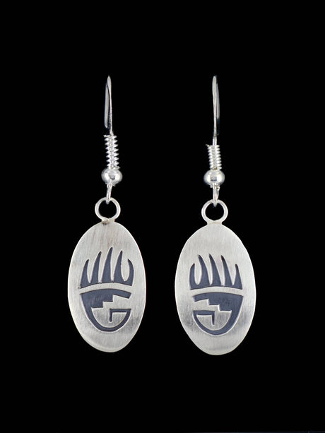 Sterling Silver Hopi Style Bear Claw Dangle Earrings - PuebloDirect.com