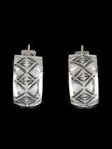 Navajo Sterling Silver Half Hoop Post Earrings - PuebloDirect.com