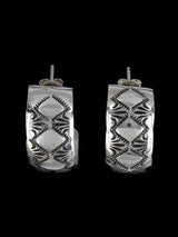 Navajo Sterling Silver Half Hoop Post Earrings - PuebloDirect.com