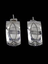 Navajo Sterling Silver Half Hoop Post Earrings - PuebloDirect.com