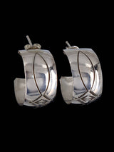 Navajo Sterling Silver Half Hoop Post Earrings - PuebloDirect.com