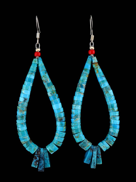Navajo Turquoise Sterling Silver Dangle Earrings - PuebloDirect.com