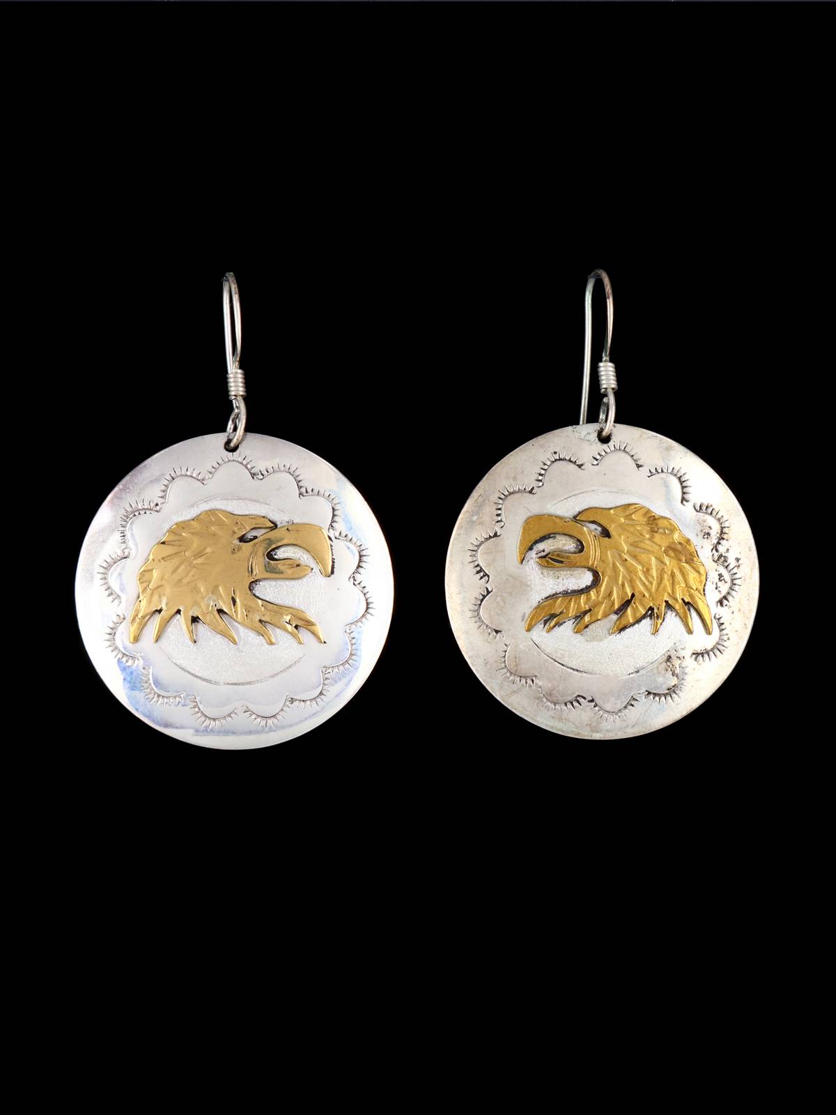 Estate Native American Sterling Silver Eagle Dangle Earrings - PuebloDirect.com